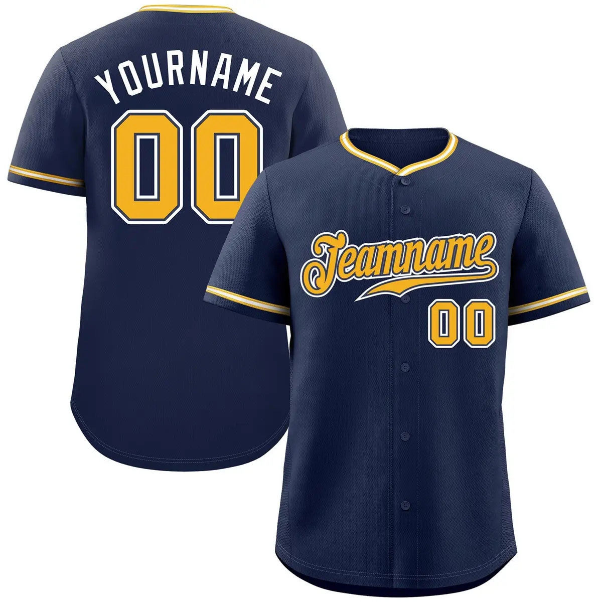 Navy Gold-White Classic Authentic Baseball Jersey