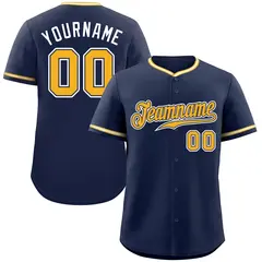 Navy Gold-White Classic Authentic Baseball Jersey 1