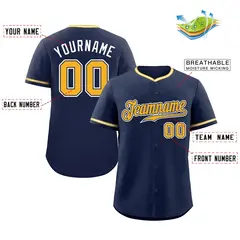 Navy Gold-White Classic Authentic Baseball Jersey 2
