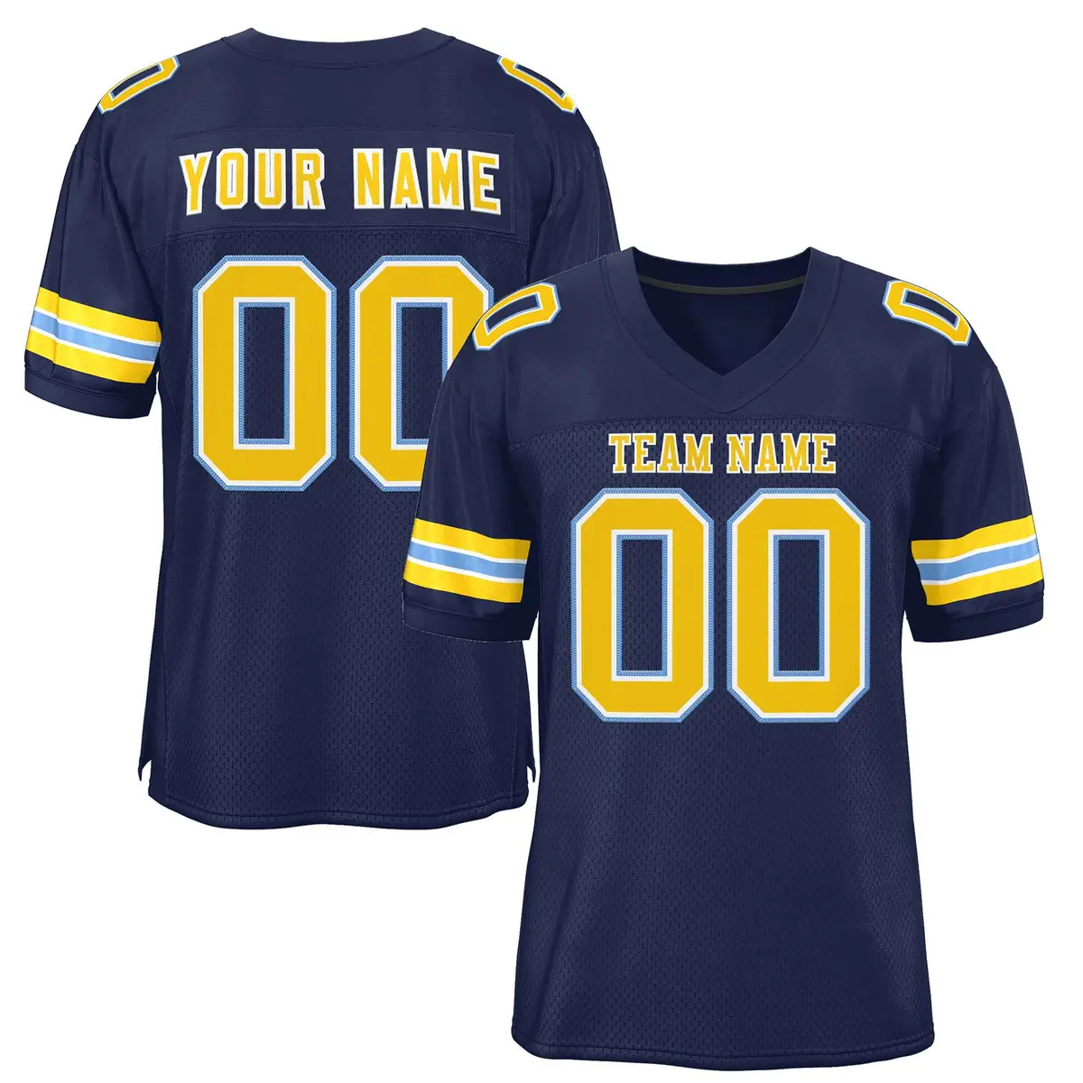 Navy Gold-White Classic Style Authentic Football Jersey