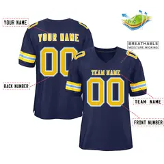 Navy Gold-White Classic Style Authentic Football Jersey 2