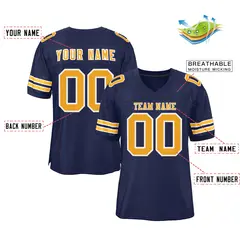 Navy Gold-White Classic Style Mesh Authentic Football Jersey 2