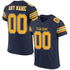 Navy Gold-White Classic Style Mesh Authentic Football Jersey 1