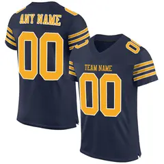 Navy Gold-White Classic Style Mesh Authentic Football Jersey 1