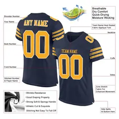 Navy Gold-White Classic Style Mesh Authentic Football Jersey 2