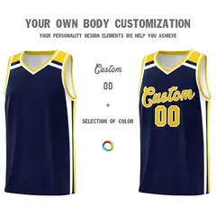 Navy Gold White Color Charge Series Basketball Jersey 3