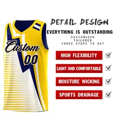 Navy Gold White Gradient Lightning Stripe Reversible Basketball Jersey Sets 3