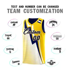 Navy Gold White Gradient Lightning Stripe Reversible Basketball Jersey Sets 4