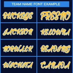 Navy Gold White-Powder Blue Classic Style Hockey Jersey 3