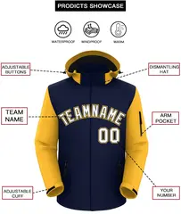 Navy Gold-White Raglan Sleeves Waterproof Jacket 2
