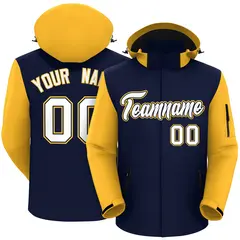Navy Gold-White Raglan Sleeves Waterproof Jacket