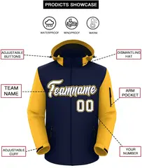 Navy Gold-White Raglan Sleeves Waterproof Jacket 2