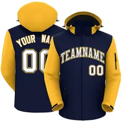 Navy Gold-White Raglan Sleeves Waterproof Jacket