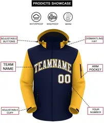 Navy Gold-White Raglan Sleeves Waterproof Jacket 2