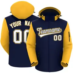 Navy Gold-White Raglan Sleeves Waterproof Jacket 1