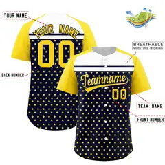 Navy Gold-White Raglan Star Print Baseball Jersey 2