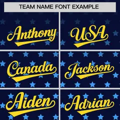 Navy Gold-White Raglan Star Print Baseball Jersey 3