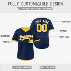 Navy Gold White Reversible Pullover Baseball Jersey 3
