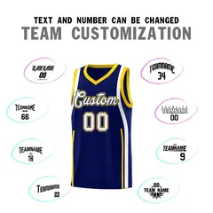 Navy Gold-White Ribbon Pattern Basketball Kits 4
