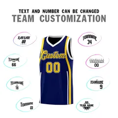 Navy Gold-White Ribbon Pattern Basketball Kits 4