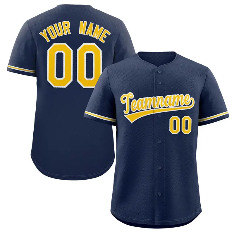 Navy Gold-White Solid Authentic Classic Baseball Jersey
