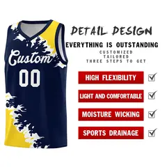 Navy Gold-White Sparkle Pattern Basketball Kits 2