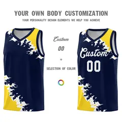 Navy Gold-White Sparkle Pattern Basketball Kits 3