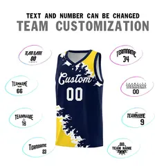 Navy Gold-White Sparkle Pattern Basketball Kits 4