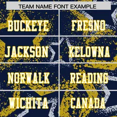 Navy Gold-White Star Graffiti Pattern Football Jersey 3