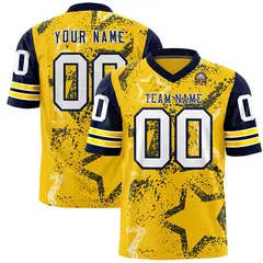 Navy Gold White Star Pattern Authentic Football Jersey