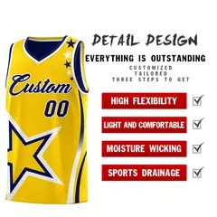 Navy Gold White Star Series Reversible Basketball Jersey 3