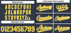 Navy Gold-White Stripe Authentic Fashion Baseball Jersey 3