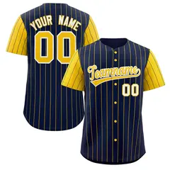 Navy Gold-White Stripe Raglan Baseball Jersey 1