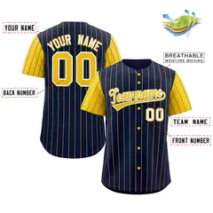 Navy Gold-White Stripe Raglan Baseball Jersey 2