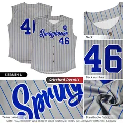 Navy Gold-White Striped Sleeveless Fashion Baseball Jersey 3