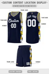 Navy Gold-White Triangle Splicing Basketball Jersey 2