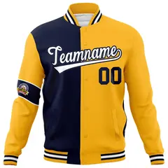 Navy Gold-White Two Tone Full-Snap Letterman Varsity Jacket 5