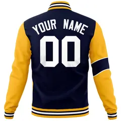 Navy Gold-White Two Tone Full-Snap Letterman Varsity Jacket 6