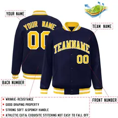 Navy Gold-White Varsity Full-Snap Letterman Jacket 2