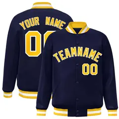 Navy Gold-White Varsity Full-Snap Letterman Jacket 1