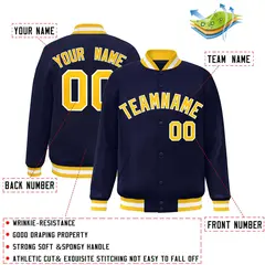 Navy Gold-White Varsity Full-Snap Letterman Jacket 2