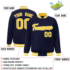 Navy Gold-White Varsity Full-Snap Letterman Jacket 2