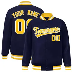 Navy Gold-White Varsity Full-Snap Letterman Jacket