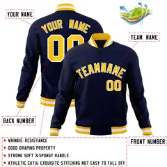 Navy Gold-White Varsity Full-Snap Letterman Jacket 4