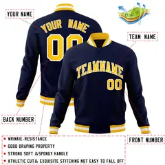 Navy Gold-White Varsity Full-Snap Letterman Jacket 4
