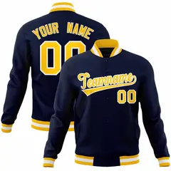 Navy Gold-White Varsity Full-Snap Letterman Jacket