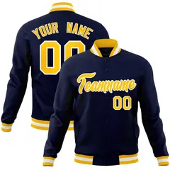 Navy Gold-White Varsity Full-Snap Letterman Jacket