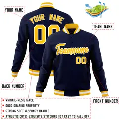 Navy Gold-White Varsity Full-Snap Letterman Jacket 4
