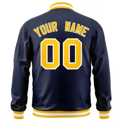 Navy Gold-White Varsity Full-Zip Letterman Bomber Jacket 4