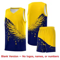 Navy Gold Wing Pattern Basketball Sports Uniform Jersey 7